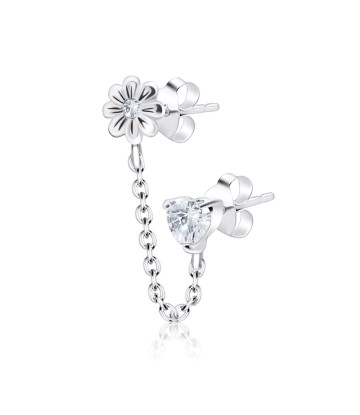 Flower and Heart Stud Earring Chain STC-75